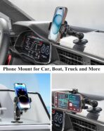 BRCOVAN Anti-Theft Phone Mount Holder with Vibration Dampener [Camera Friendly] [1s Lock & Release] with Aluminum Round Base & Medium Arm, for Car Boat Truck Motorcycle UTV, Fit 5.4-7.2'' Smartphones - Image 2