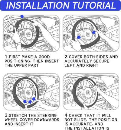 Car Steering Wheel Cover, Silicone Non-Slip Steering Wheel Protector, 13/14/15/16 inch Ultra Thin Steering Wheel Protective Covers for Women Men, Universal Vehicle Accessories (Black) - Image 4