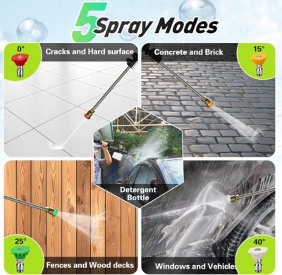 KEPEAK Power Pressure Cleaner for Effortless Cleaning with 4 Quick Connect Nozzles, 5000PSI, Foam Cannon, 52ft Hose Reel, for Cars Fences Driveways Patios - Image 3
