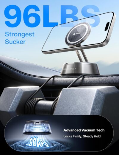 andobil 2026 Upgrade for Magsafe Car Mount [Strongest Suction & Magnet] Vacuum Magnetic Phone Holder for Car 360° Adjustable Car Cell Phone Holder Mount for iPhone 17 Pro Max 16/15/14/13/12 - Image 3
