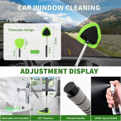18Pcs Car Detailing Kit, Interior Car Cleaning Kit, Leather & Textile Car Interior Brush, Car Detailing Brush Set with Windshield Cleaning Tool Complete Car Interior Care Kit - Image 4