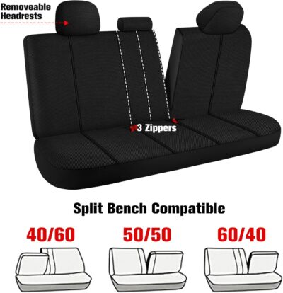 Breathable Premium Car Seat Covers Full Set，3D Air-Mesh Seat Covers for Cars，Comfortable Safety Airbag Compatible，Universal for Most Cars Sedan Truck SUV(Black) - Image 5