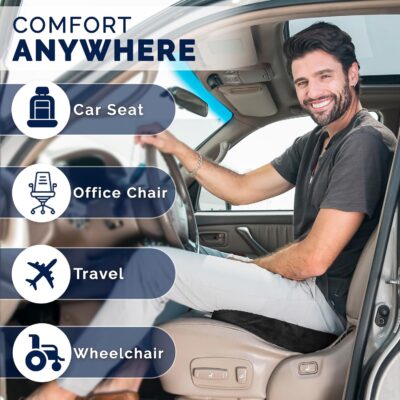 ComfiLife Car Seat Cushion–Premium Wedge 100% Polyurethane Foam Car Cushions for Driving–Auto Seat Cushion–Back & Sciatica Pain Relief for Long Drives–Comfort for Car Driver,Office, Truck Seat (Black) - Image 7
