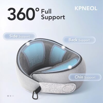 KPNEOL Travel Pillow, 100% Pure Memory Foam Travel Neck Pillow Airplane Neck Support Ergonomic Design for Traveling Suitable for Airplanes,Offices and Cars-Gray - Image 2