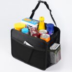 Car Seat Back Organizer Hanging Bag [2025 UPDATED] Foldable Backseat Storage Caddy with 5 Compartments & Adjustable Straps, Fits for Front/Back Headrest, Ultra-Durable - Black - Image 7