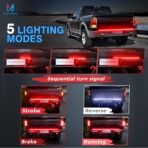 MICTUNING 60 inches Red Sequential Turn Signal LED Brake Lamp Triple Row 504 LEDs Tailgate Strip Light Waterproof for Ford F150/RAM 2500 - 5 Functions - Image 3