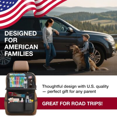 Car Backseat Organizer with Tablet Holder (2-pack) - Updated 2025 Oxford 600D Car Storage Organizer, Foldable Car Tray Kids, Road Trip Essentials, Back Seat Protector Kick Mats, Travel Accessories - Image 7