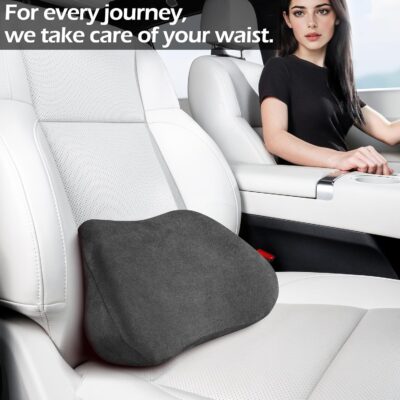 Lumbar Support Pillow for Car, Ergonomic Memory Foam Back Cushion for Driving, Seat Office Chair, Gaming Chair, Lower Back Support for Back Pain Relief, Black, 2 Pack - Image 6