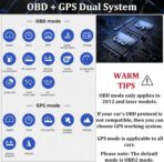 Geloo Car HUD Head Up Display, OBD2 HUD Display with OBDII GPS Dual System OBD2 Speedometer Gauge 8 Modes Multifunction Gauge Dashboard Display Smart Gauge can Installed Dashboard or A-Pillar Trim - Image 2