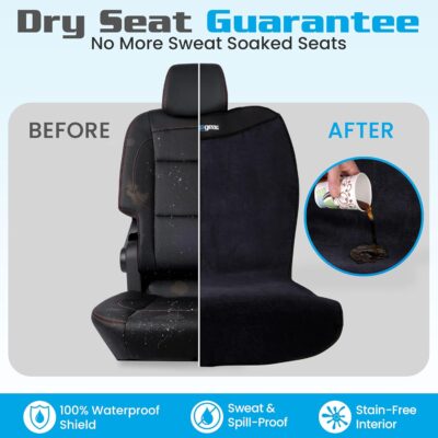 HAPPEGEAR Happeseat Waterproof Car Seat Cover & Protector – Universal Fit Car Seat Towel Cover – Non-Slip Backing, Easy Install & Storage, Machine Washable, Fits Front & Back, Black - Image 2