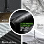 Car Cover, Carbon Fiber Luxury All Weather Protection Car Covers for Automobiles, Full Exterior Cover with Zipper, Outdoor Car Cover Sun UV Rain Snow Wind Protection, Sedan C3 171"-185" - Image 4