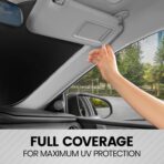 BDK 2PC Metallic Black Car Window Sun Shade Auto Shade for Windshield Visor, Block UV Reflect Heat to Keep Your Car SUV Truck, 31.75" x 28.75" - Image 3
