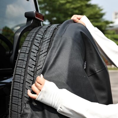 Moonet PVC Leather Spare Tire Wheel Cover for Car Truck SUV Camper Trailer Universal Fit RV JP FJ, R15 Black (for Overall Wheel Diameter 27-29 inch) - Image 5