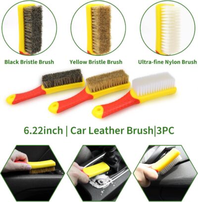 18Pcs Car Detailing Kit, Interior Car Cleaning Kit, Leather & Textile Car Interior Brush, Car Detailing Brush Set with Windshield Cleaning Tool Complete Car Interior Care Kit - Image 5