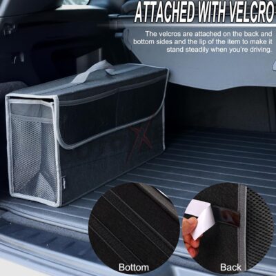 Car Trunk Organizer,Soft Felt Car Bag Organizer 20x6.11x10 inch Folding,for Honda CRV Civic Accord Ford Focus Fusion Toyota RAV4 Jeep SUV/Truck/Sedan/Van - Image 7
