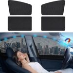 Aokway Magnetic Car Window Shades, Mesh Window Covers for Camping, UV Protection Car Curtains for Front & Rear Sunshade for car Window Baby, Universal Fit for Baby & Drivers (4Pcs)