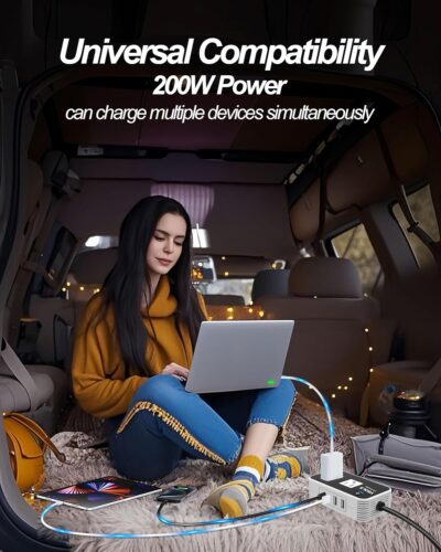 YSOLX 200W Car Power Inverter 12V to 110V for Vehicles, Car Plug Adapter Outlet with 4 USB Fast Charger, Car Charger Cigarette Lighter Adapter for Phone, Laptop on Road Trip - Image 4