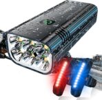 2026 Upgrade 6800Lumen Bike Light for Night Riding,Super Bright 6 LED Headlight,Aluminum 10 Mode Rechargeable Bicycle Light Front and Rear,360°Rotatable Brackt,Waterproof,Runtime 72 hr,Road Shockproof