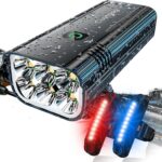 2026 Upgrade 6800Lumen Bike Light for Night Riding,Super Bright 6 LED Headlight,Aluminum 10 Mode Rechargeable Bicycle Light Front and Rear,360°Rotatable Brackt,Waterproof,Runtime 72 hr,Road Shockproof