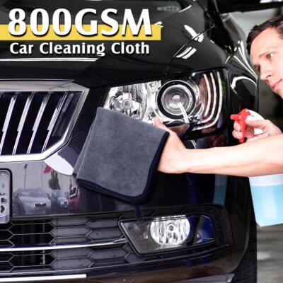 Nuenen 20 Pcs Microfiber Car Drying Towels Microfiber Cleaning Cloth 800 GSM Thick Plush Cleaning Dusting Cloth Auto Detailing Absorbent Towels Rags for Car Household Kitchen Window(Grey and Yellow) - Image 2