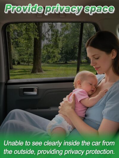 Car Window Shades for SUV - 4 Pack Stretchy Sun Shade Mesh Side Car Window Screen Covers for Camping Family Baby Pet Anti-Mosquito Privacy Protection When Parking - Image 7