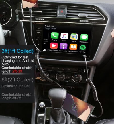 USB Type C Charger Cable Fast Charging, [2-Pack, 3ft] Coiled USB A to Type C Charger Cord for Car USB-C Cable Compatible with iPhone 17/16/15/Plus/Pro/Pro Max/Samsung Galaxy A10e A20 A50 S20 S10E - Image 3