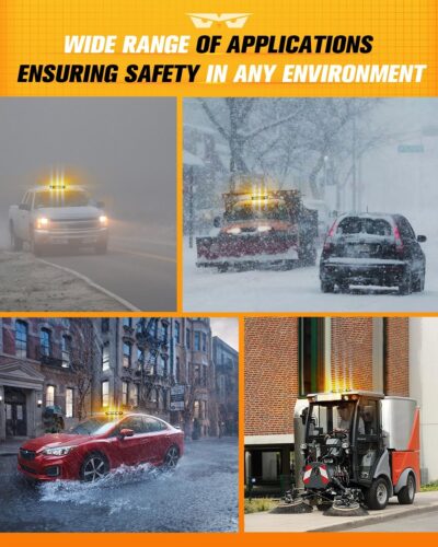 LUMENIX 56 LED Roof Top Strobe Beacon Lights Bar Rooftop Hazard Warning Emergency Safety Flashing Plow Light for Construction Vehicles Tow Commercial Trucks Postal Security Cars Snowplow - Amber White - Image 6