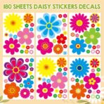 Fancy Land Daisy Stickers 180Pcs Flower Car Decals Vinyl Daisy Sticker Self Adhesive Car Labels for Truck Bumper Mirror Window Clings Decoration 12 Sheets - Image 3