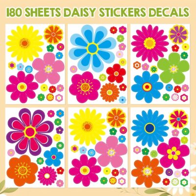 Fancy Land Daisy Stickers 180Pcs Flower Car Decals Vinyl Daisy Sticker Self Adhesive Car Labels for Truck Bumper Mirror Window Clings Decoration 12 Sheets - Image 3