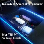 Nestour Interior Car Neon Lights Fit for Tesla Model 3 Y 2021 2022 2023 (Center Console+Dashboard+2 Foot Lights) with Armrest Organizer, Tesla Ambient Lighting, APP-Controlled RGB LED Strip Lights - Image 7