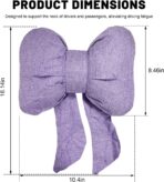 Bow Car Headrest Pillow, Bow-Shaped Car Headrest Cushion Cute Interior Decor with Elastic Buckle, Breathable Comfortable Seat Neck Support Pillow for Auto Office Travel (Purple) - Image 2