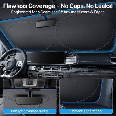 2025 Upgraded Zanch Car Front Windshield Sun Shade - Ultimate UV Protection & Heat Reductionlinnovative No-Light Leakage TechnologylFoldable DesignlPerfect Fit for Sedans Mini SUVs, Medium(64"X32") - Image 5
