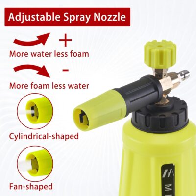 M MINGLE High Pressure Washer Gun Snow Foam Lance, 4000 PSI Cannon Foam Blaster Power Washer with 1/4" Quick Connector, Car Wash Foam Cannon Kit with 5 Pressure Washer Nozzle Tips, 1 Liter - Image 3