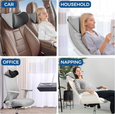 BEBAS Car Headrest Pillow, Ergonomic Neck Pillow with Memory Foam, Universal Car Head Rest Support for Driving Comfort, Breathable Removeable Seat Pillow for Pain Relief (Black, 1 Pack) - Image 8