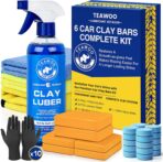 TEAWOO Clay Bars Kit, 6 Clay Bars & 20 PCS Lubricant Tablets, Complete Car Detailing Kit, Spray Bottle, Disposable Gloves and Microfiber Towels for Car Detailing Cleaning