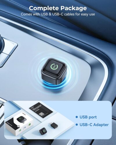 Wireless CarPlay Adapter, Convert Wired to Wireless, 2-in-1 CarPlay & Android Auto, Mini Plug & Play, Fast Auto-Connect & No Latency, USB/USB-C for Cars with Built-in CarPlay & iOS 10+/Android 11+ - Image 5