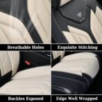 Coverado Seat Covers, Car Seat Covers Full Set, Leather Seat Covers for Cars, Automotive Seat Covers Car Seat Protector Car Accessories Fit for Most Sedans SUV Pick-up Truck(Black&Beige) - Image 8