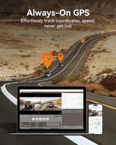 WOLFBOX 12" 4K Rear View Mirror Camera with 5.8GHz WiFi and Voice Control, Smart Mirror Dash Cam Front and Rear, Backup Camera with 1080P Rear Camera, Dash Cam with WDR, Includes 64GB Card & GPS - Image 6