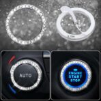 CAR PASS 23 PCS Bling Diamond Car Accessories Set for Women, Leather Seat Covers Full Set Sparkly Rhinestone15'' Steering Wheel Covers Shining Car Floor Mats Cute Aotumotive Interior Sets, Silver - Image 9