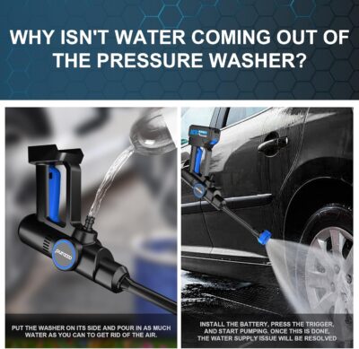 AZZUNO Cordless Pressure Washer, 850PSI Portable Pressure Washer, 4000mAh Powerful Washer with 6-in-1 Nozzle, Handheld Power Cleaner for Car, Home Cleaning & Garden Watering Blue - Image 3