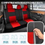 BDK PolyPro Car Seat Covers Full Set in Red on Black – Front and Rear Split Bench Seat Covers, Easy to Install, Accessories for Auto Trucks Van SUV - Image 4