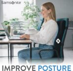 Samsonite Memory Foam Lumbar Support Pillow, Ergonomic Back Cushion for Office Chair, Gaming Chair, Automotive Full Back Support, Home Essentials for Sitting Comfort and Posture Relief, Black - Image 4