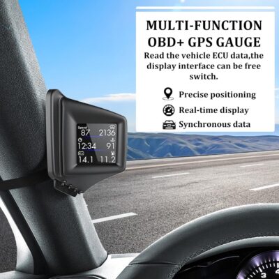 Geloo Car HUD Head Up Display, OBD2 HUD Display with OBDII GPS Dual System OBD2 Speedometer Gauge 8 Modes Multifunction Gauge Dashboard Display Smart Gauge can Installed Dashboard or A-Pillar Trim - Image 3