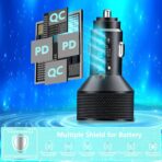 Car Charger USB C, KYOHAYA 90W 4-Port Dual USB-C & USB-A Power Cigarette Lighter Adapter PD/QC Type C Car Charger Fast Charging for iPhone 17 Pro 17 Pro Max 16 15 14 13 12 11/Galaxy S26 S25/Pixel/iPad - Image 3
