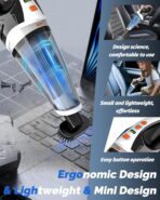 BRL Handheld Vacuum Cordless, Brushless Car Vacuum Cleaner with 12000PA Powerful Suction, 2 Suction Modes Mini Hand Vacuum, Dry & Wet, Portable Vacuum for Car Pet Hair, Home, Office, Keyboards - Image 4