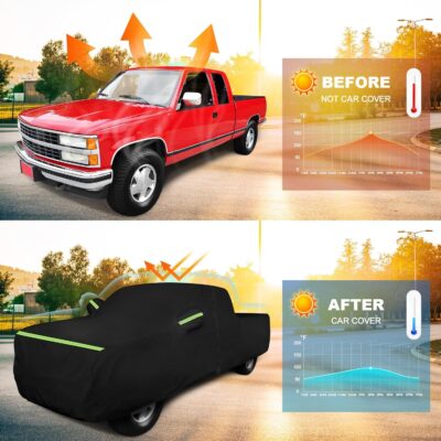 QUNSUNUS Waterproof Truck Cover for Chevrolet C/K 1500/2500/3500 1988-1999, Outdoor Truck Cover with Zipper, Full Exterior Car Covers for Automobiles All Weather with Wind, Sun, UV and Dust Protection - Image 6