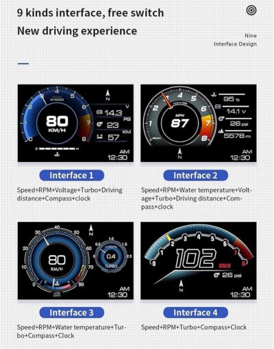 OBD2 Gauge Display, Heads up Display for Cars, Hud Digital Speedometer for Car - Image 3