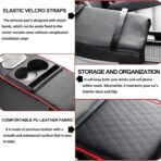 Center Console Cover,Car Armrest Cushion Multifunctional with 2 Storage Bags Cup Holder,Phone Slot,Tissue Box Slot for Most Cars Accessories Interior Organizers-Black+Red 13.8x7.9 in - Image 4