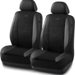 Skechers Air-Cooled Memory Foam Seat Covers,Mesh Thick Car Seat Covers,Piping Leather Car Seat Covers Front Seats,Airbag Compatible,Automotive Comfort Universal FitMost Cars,Vans,Truck,SUV,Black