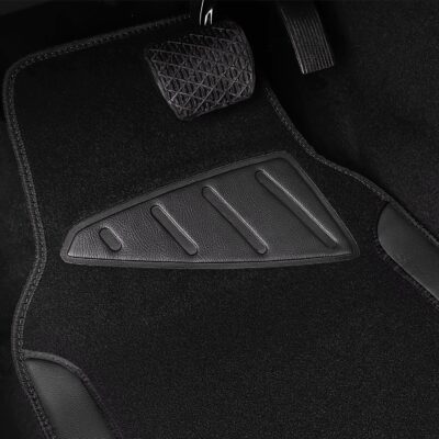 CAR PASS Microfiber Leather Steering Wheel Cover and Waterproof Car Floor Mats,Universal Car Combo Fit for 95% Sedan,SUV,Cars,14.5-15inch Anti-Slip Safety Comfortable Faux Leather Design(Solid Black) - Image 9